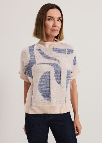 Phase Eight Sara Geo Tabard Knitwear Blue Canada | KGSDZY-726